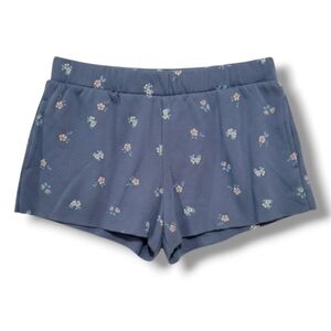 Colsie Women’s Blue Floral Fleece Lounge Shorts with Pockets – Size Small